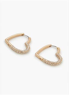 FOREVER 21 Rhinestone Heart Hoop Earrings  - Image 4