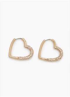 FOREVER 21 Rhinestone Heart Hoop Earrings  - Image 3