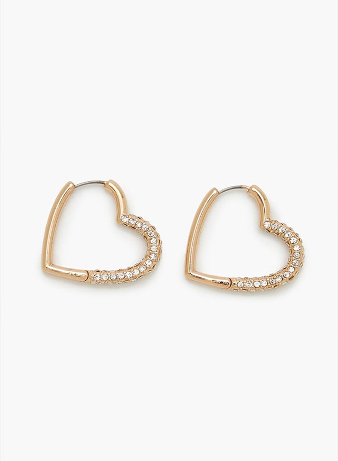 FOREVER 21 Rhinestone Heart Hoop Earrings  - Image 3