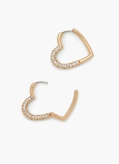FOREVER 21 Rhinestone Heart Hoop Earrings  - Image 2