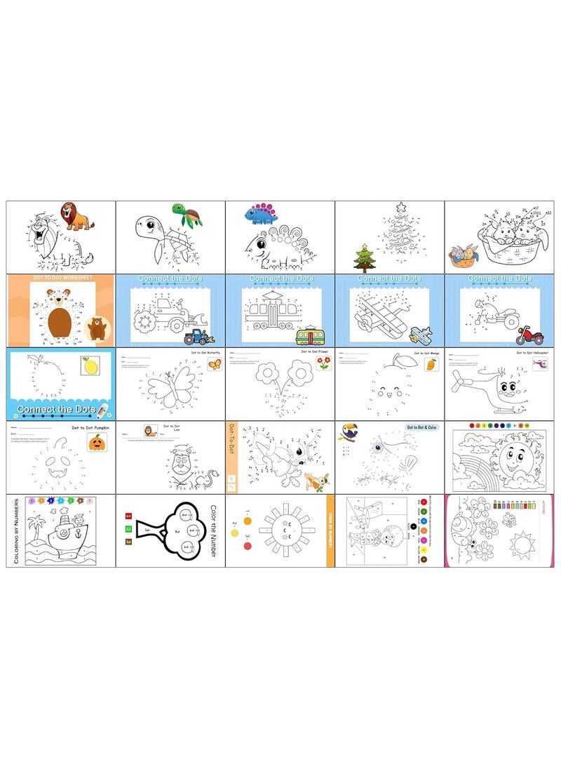 GOLKIPAR(LABEL) GOLKIPARLABEL Dot to Dot Connect Book with Fun Connect Drawing of Puzzle Game Children Educational Drawing Book Worksheet Coloring Activity Book Numbers Game for Kids_25 Page Design_3 