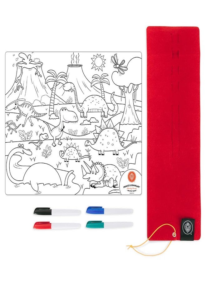 Prince Lionheart Reusable Silicone Placemat & Dry Erase Markers, Dino - Image 1