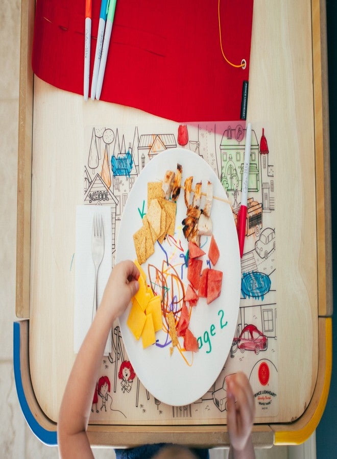 Prince Lionheart Reusable Silicone Placemat & Dry Erase Markers, Dino - Image 2