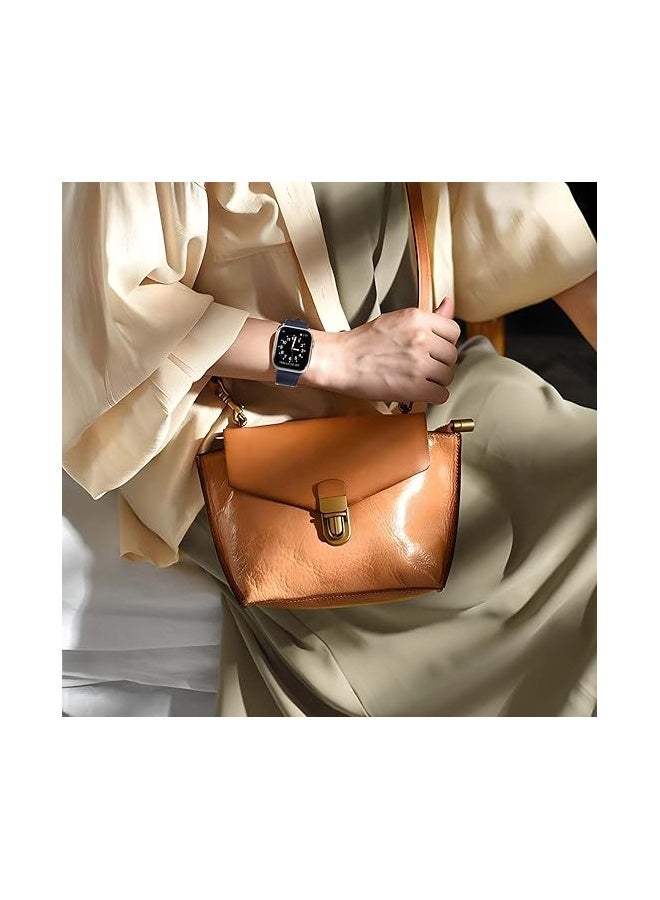 PULUZ 2 Pcs Slim Bands Compatible with Apple Watch Band 42-44-45-49MM Women Genuine Leather Replacement Thin Strap S10-46 - Image 5