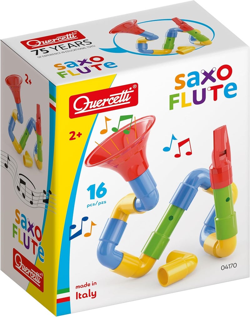 Quercetti Saxoflute 4170 - 16 Piece Build Your Own Musical Instrument Set for Kids - Image 1