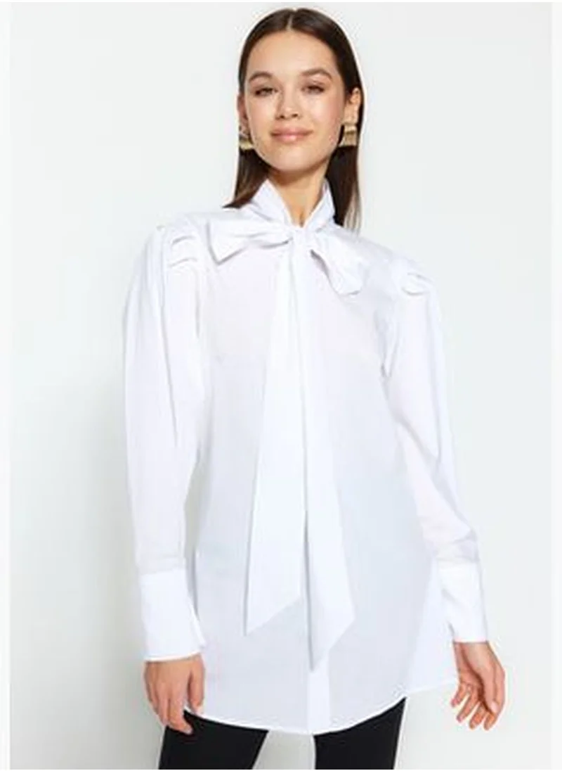 trendyol White Regular Terrycotton Plain Weave TCTSS24TG00002