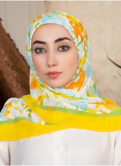 Digital Crepe Square Scarf 90x90cm, Lightweight and Elegant Silk Scarf, Modern Design Printed with Vibrant Colors, Perfect Scarf Hijab for Occasions and Daily Use, Multicolor