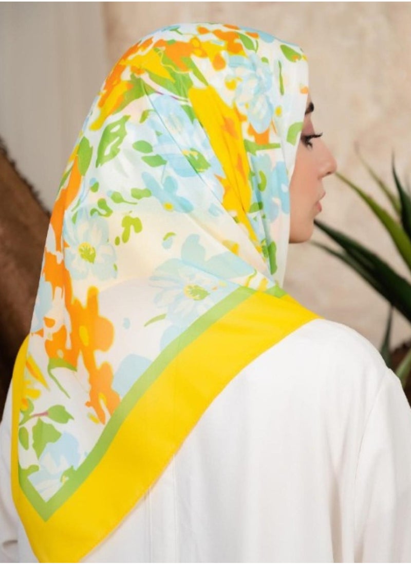Generic - Digital Crepe Square Scarf 90x90cm, Lightweight and Elegant Silk Scarf, Modern Design Printed with Vibrant Colors, Perfect Scarf Hijab for Occasions and Daily Use, Multicolor - Image 1