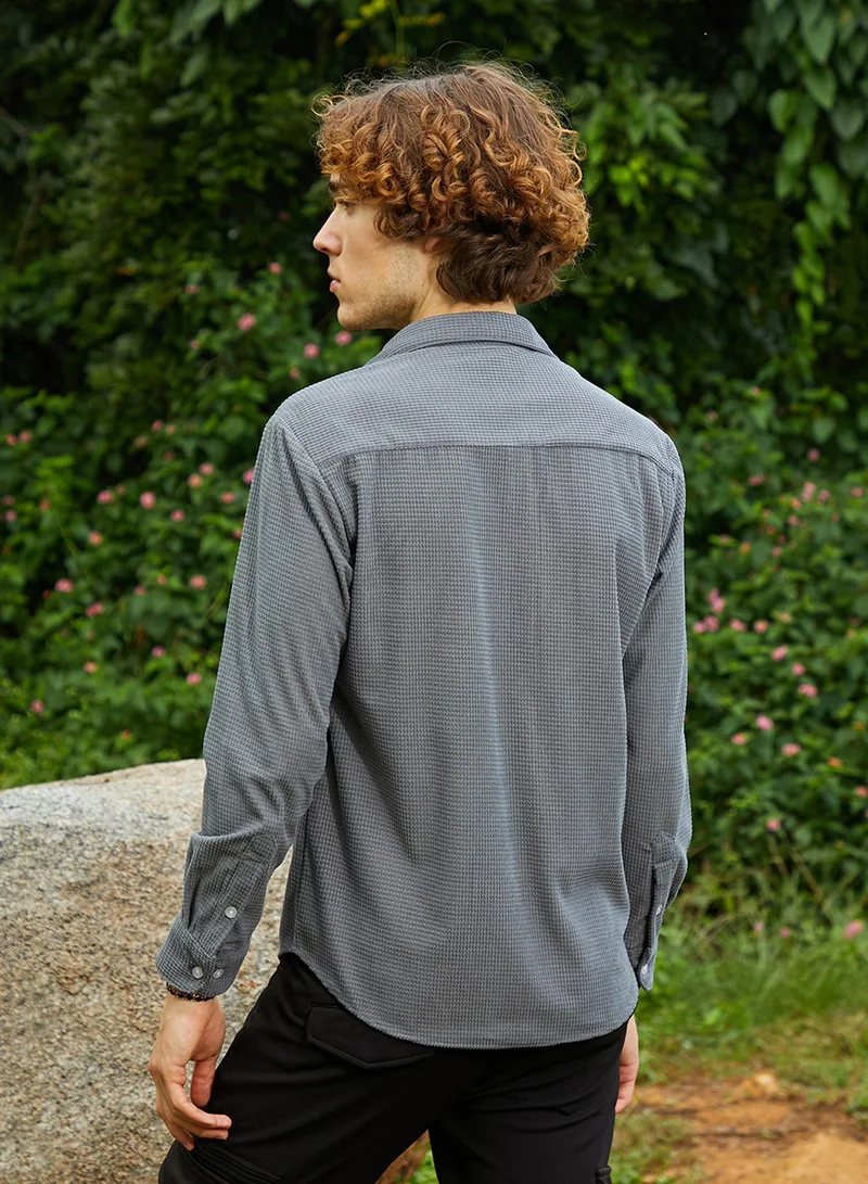 CAHOOT  Men's Coin Grey Micro-Tactile Utility Shirt for Men | Best Price UAE