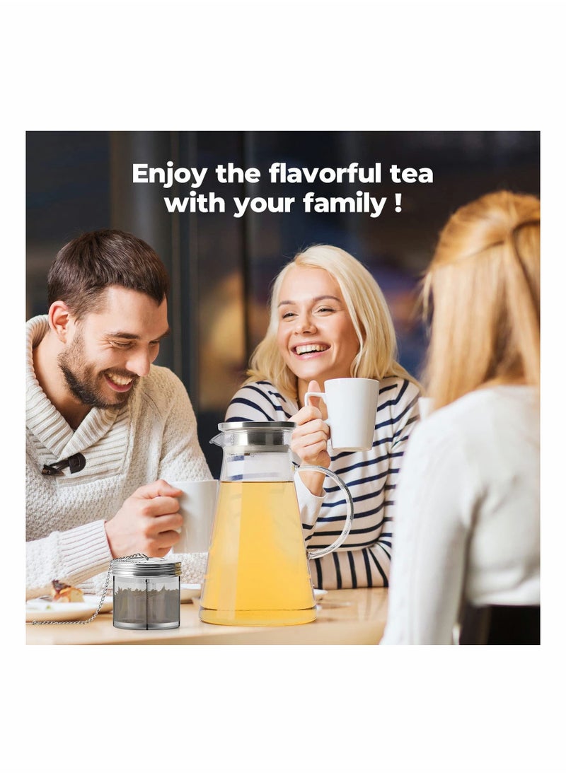 Y&D - Tea Infuser, 2 Pcs Large Capacity Strainer, Extra Fine Mesh Filter, 304 Stainless Steel with Threaded Lid and Extended Chain Hook to Brew Loose Leaf Herb Iced Soup Coffee - Image 1