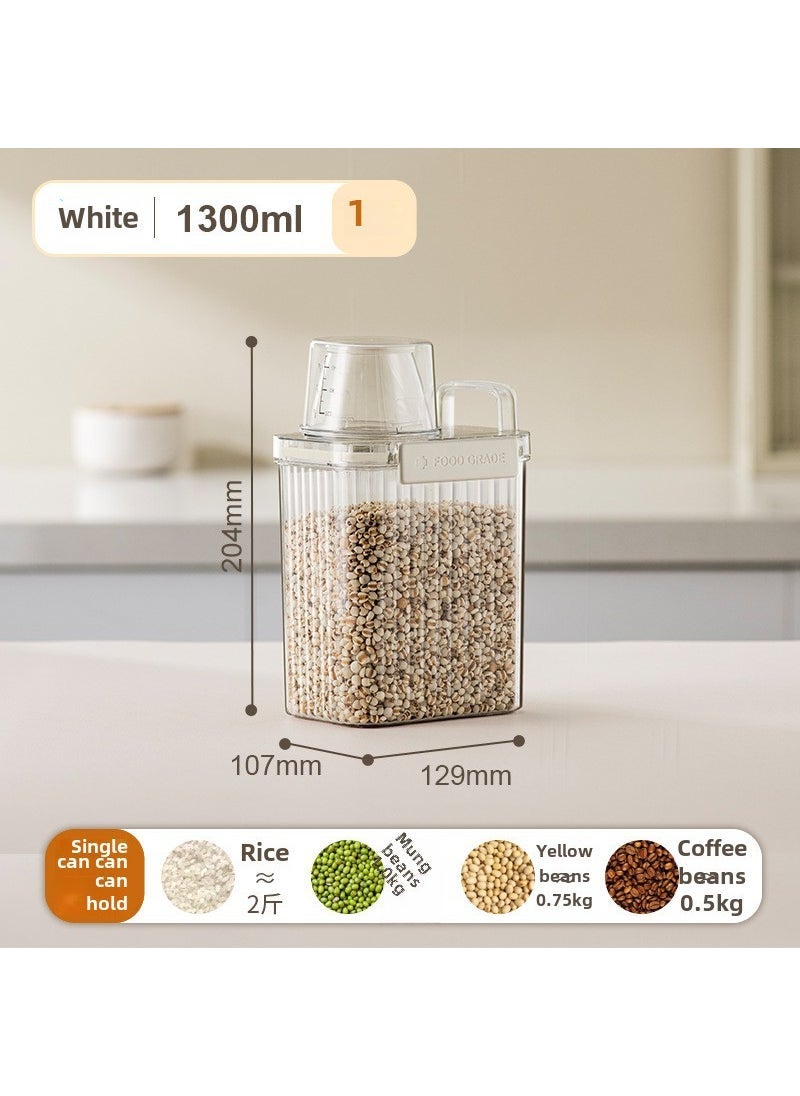 Generic - Airtight Grain Storage Container for Kitchen 1300ml-White - Image 1