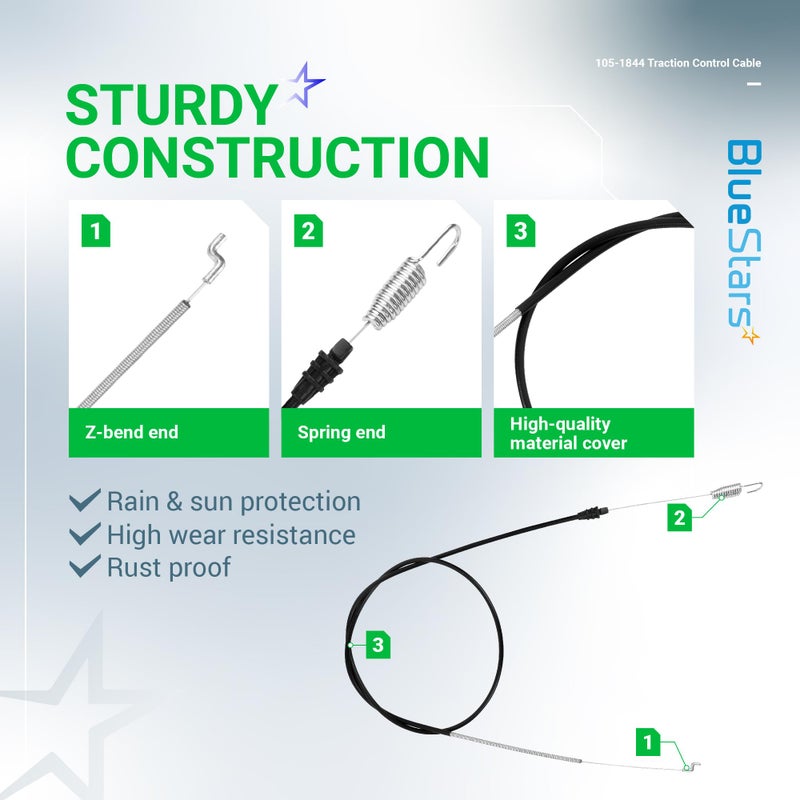 BlueStars 105-1844 Traction Control Cable - Compatible with Toro Rear Drive Propelled Lawn Mower Toro 22" Recycler Personal Pace Self-Propelled Mowers (2002-2009) 20013 20014 20017 20018 20031 20041 - Image 3