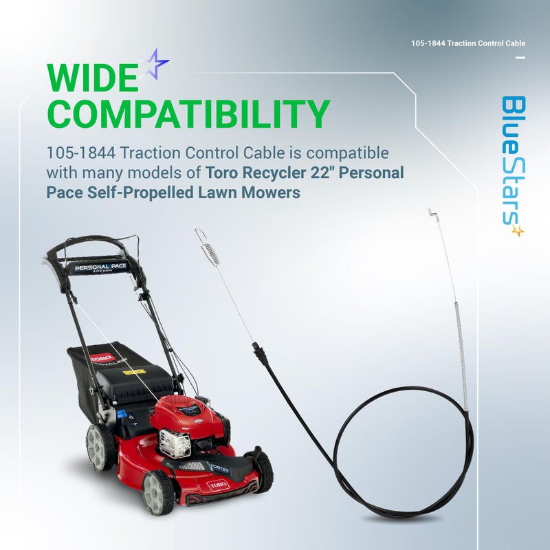 BlueStars 105-1844 Traction Control Cable - Compatible with Toro Rear Drive Propelled Lawn Mower Toro 22" Recycler Personal Pace Self-Propelled Mowers (2002-2009) 20013 20014 20017 20018 20031 20041 - Image 4