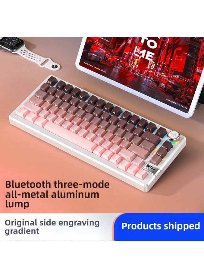 75GA Kit Game Tuo YSKETP Aluminum Structure Three-mode Wireless Mechanical Keyboard RGB Tuo Ro Customized-Color:Konoha Axis 【hifi Stone Sound】 Linear Axis - Y75pro White 【black Powder Side Engraving】 Three-mode High Configuration - 81 Keys - Image 1