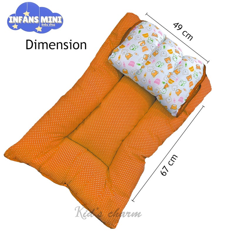 Infans Mini Teddy Mega 3 in 1 Babys Cotton Bed Cum Carry Bed Printed Baby Sleeping BagBaby BedInfant Portable for Unisex Easily PortableLight Weight Carry for New Born 48 Months OldOrangeWhite - Image 5