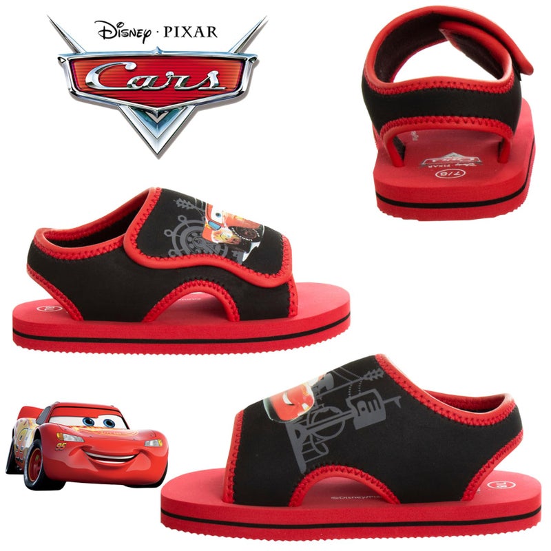 Josmo Cars Lightning McQueen Summer Sandals - Kids Water Shoes Adjustable Strap Open Toe Outdoor Slides - Character Hero Beach Sport Slip On Waterproof Shoes - Black Red (Size 9-10 Toddler) - Image 5