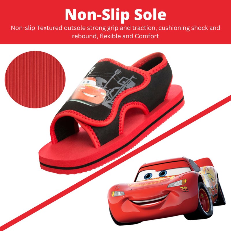 Josmo Cars Lightning McQueen Summer Sandals - Kids Water Shoes Adjustable Strap Open Toe Outdoor Slides - Character Hero Beach Sport Slip On Waterproof Shoes - Black Red (Size 9-10 Toddler) - Image 4