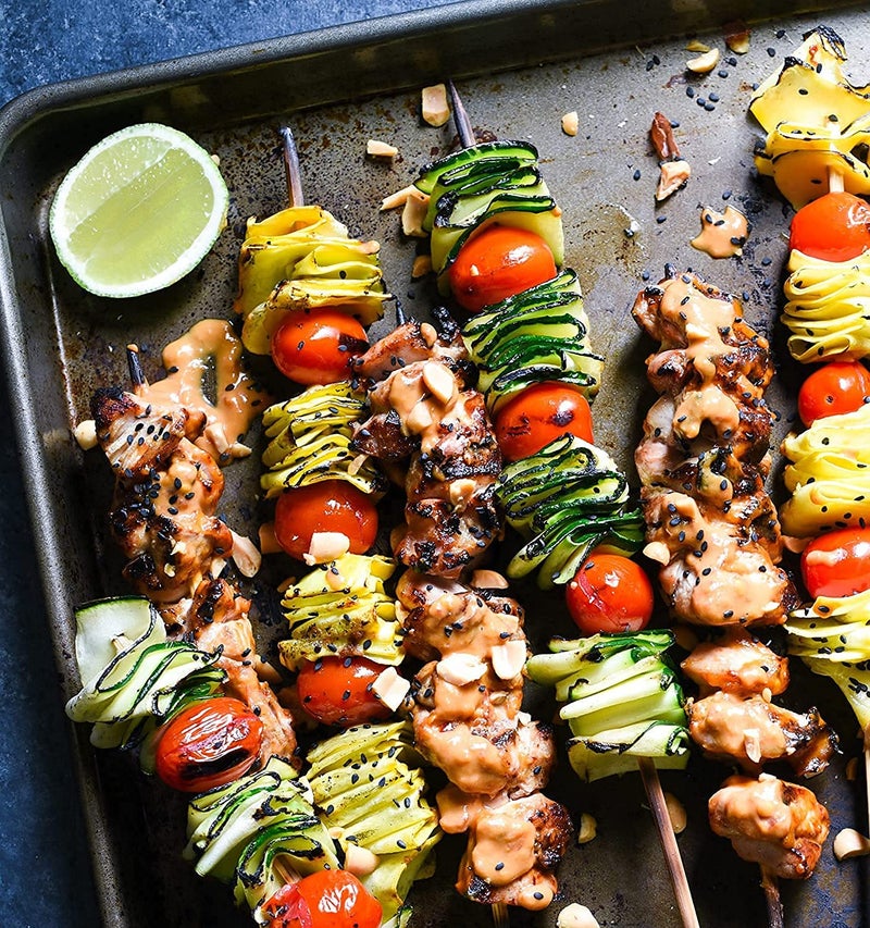 Chefman BBQ Skewers with Wooden Handles for All Types of Grilling | Heavy Duty, Reusable Barbecue Skewers for Outdoor Grilling, Roasting, and Tandoor | Ideal for Meat, Vegetables, Kabobs,| Set of 4 - Image 4