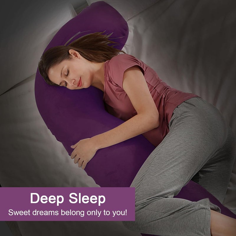 SHANNA Pregnancy Pillow for Sleeping, J Shape Comfort Velvet Maternity & Body Pillow, Nursing, Support Full Body Pillow for Pregnant, Support Hips, Leg, Back for Pregnancy Pillow with Removable and Washable - Image 2