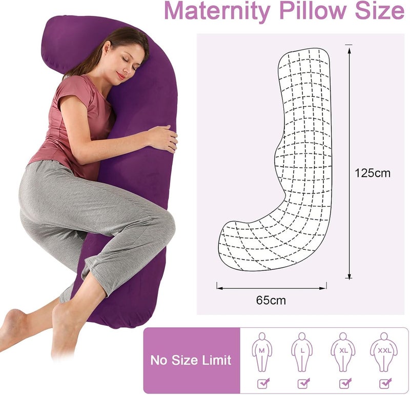 SHANNA Pregnancy Pillow for Sleeping, J Shape Comfort Velvet Maternity & Body Pillow, Nursing, Support Full Body Pillow for Pregnant, Support Hips, Leg, Back for Pregnancy Pillow with Removable and Washable - Image 4