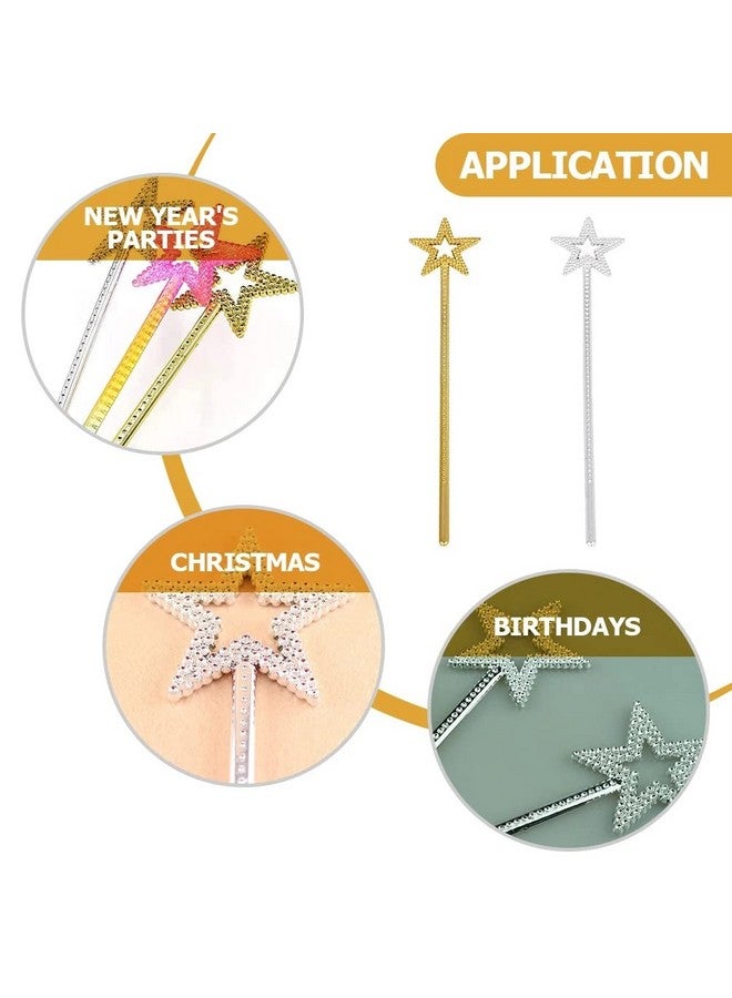 Tvoip 5PCS Girls Costume Props Star Magic Wand Angel Fairy Wands Sticks Birthday Party Wedding Halloween Cosplay Christmas 13 Inches (Gold) - Image 3