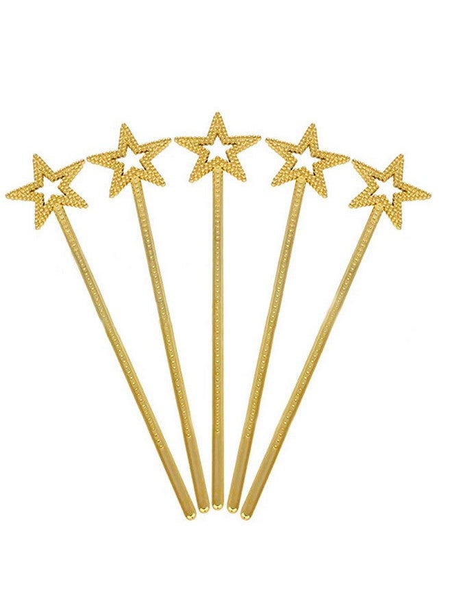 Tvoip 5PCS Girls Costume Props Star Magic Wand Angel Fairy Wands Sticks Birthday Party Wedding Halloween Cosplay Christmas 13 Inches (Gold) - Image 1