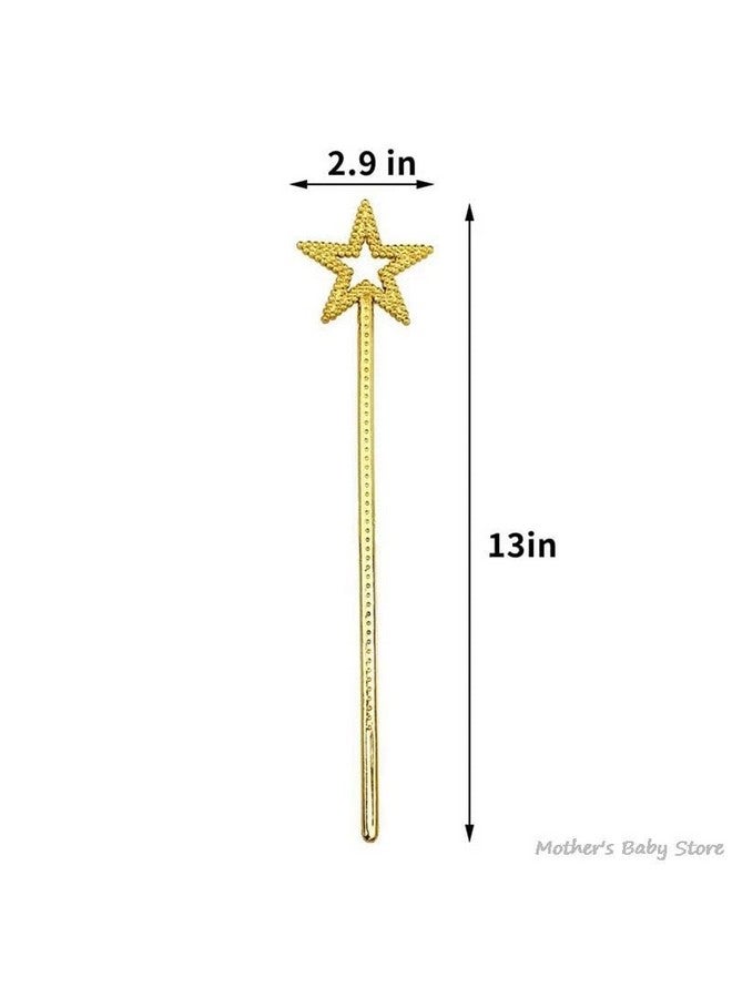 Tvoip 5PCS Girls Costume Props Star Magic Wand Angel Fairy Wands Sticks Birthday Party Wedding Halloween Cosplay Christmas 13 Inches (Gold) - Image 4