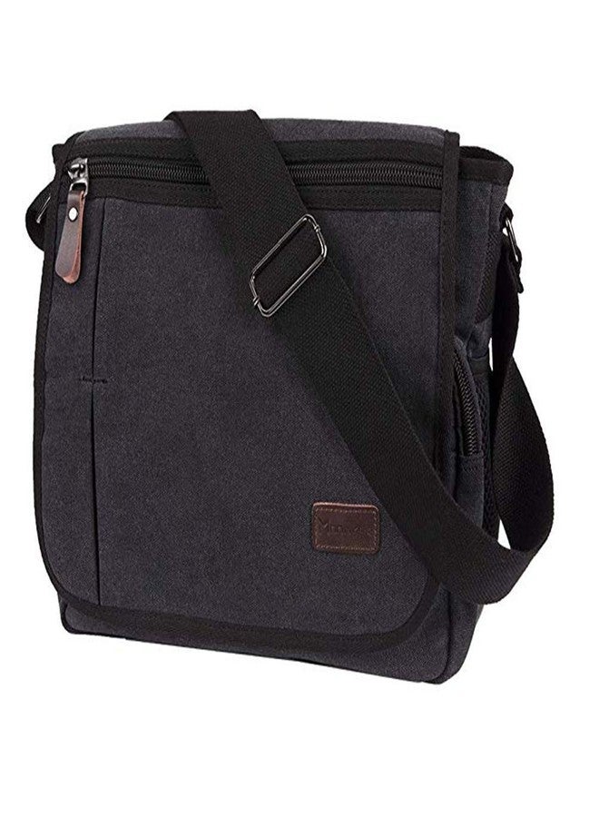 Modoker Messenger Bag for Men Women, 13 Inches Laptop Satchel Bags, Canvas Shoulder Bag with Bottle Pocket, Black - Image 1