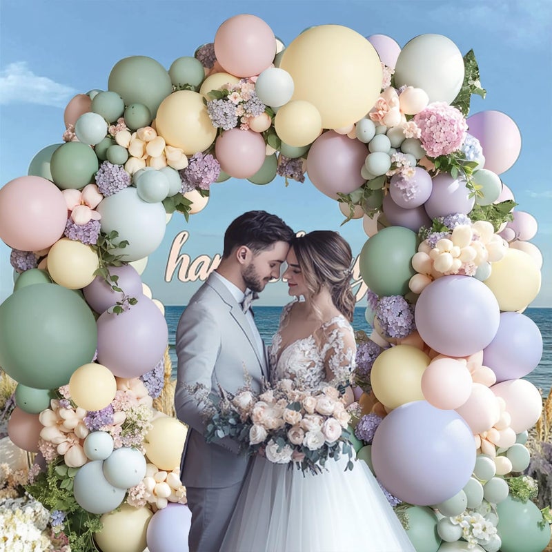 Blocesa Dusty Green Pink Purple Balloons Arch Kit, Double Stuffed Pastel Balloons Dusty Pink Mist Green Ivory Lavender Balloon for Birthday Party Wedding Wildflower Flower Butterfly Decorations - Image 4