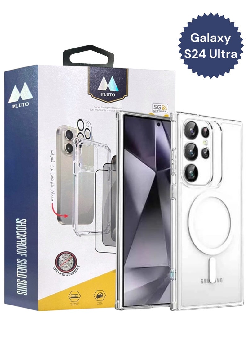 بلوتو بكج الحماية المتكامل الجديد لـ جالكسي اس 24 الترا (Samsung Galaxy S24 Ultra) بكج بحلة جديدة و حماية كاملة لهاتفك مع جراب يدعم الشحن اللاسلكي MageSafe من بلوتو (10in1) - Image 1