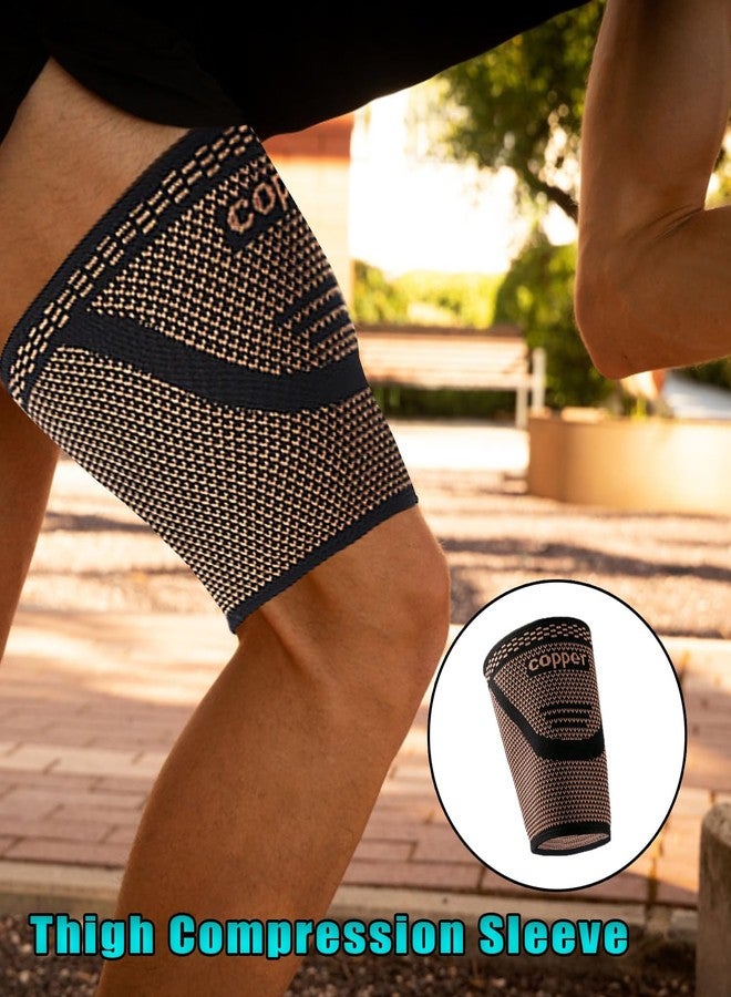 FVVWVV 1 Pair Thigh Compression Sleeve, Hamstring Compression Sleeve for Men and Women, Anti-Slip Upper Leg Sleeves for Recovery, Running, Sports and Workout - Image 5
