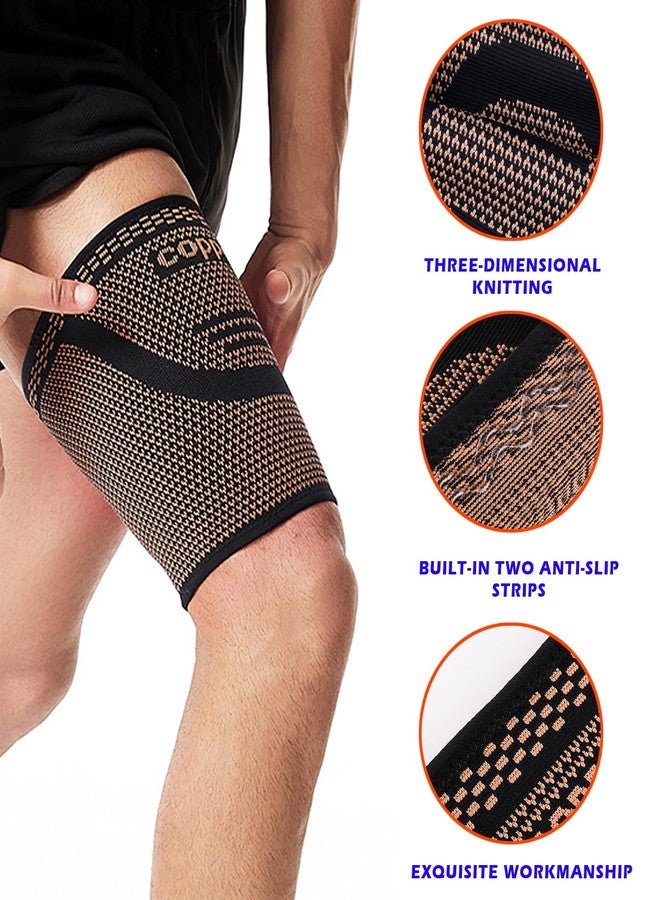 FVVWVV 1 Pair Thigh Compression Sleeve, Hamstring Compression Sleeve for Men and Women, Anti-Slip Upper Leg Sleeves for Recovery, Running, Sports and Workout - Image 3
