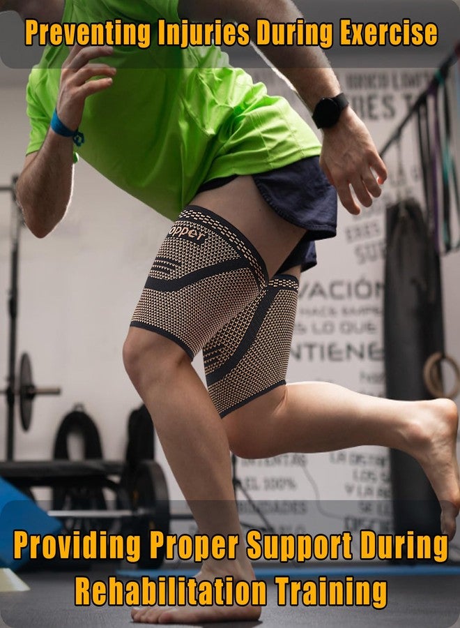 FVVWVV 1 Pair Thigh Compression Sleeve, Hamstring Compression Sleeve for Men and Women, Anti-Slip Upper Leg Sleeves for Recovery, Running, Sports and Workout - Image 4
