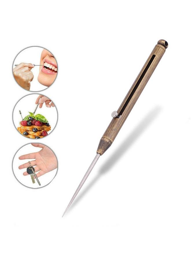 Thoraya Brass Tube Body Titanium Alloy Fruit Toothpick Portable Simple Multi Function Spring Flexible Toothpick Holder(B )  - Image 3