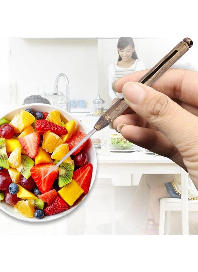Thoraya Brass Tube Body Titanium Alloy Fruit Toothpick Portable Simple Multi Function Spring Flexible Toothpick Holder(B )  - Image 4