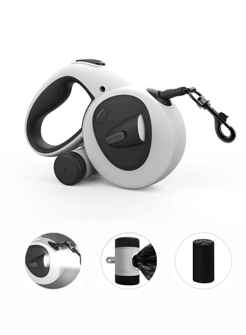 LENND Upgraded 4-in-1 retractable dog skin with LED lights, dispenser and poop bag, 5-meter heavy-duty dog strap with anti slip handle, suitable for dogs weighing up to 30 kilograms, 360 ° tangle free, one click brake and lock - Image 1