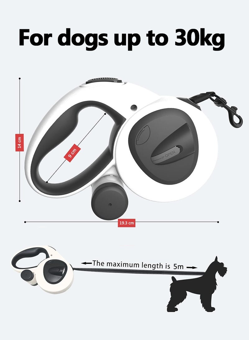 LENND Upgraded 4-in-1 retractable dog skin with LED lights, dispenser and poop bag, 5-meter heavy-duty dog strap with anti slip handle, suitable for dogs weighing up to 30 kilograms, 360 ° tangle free, one click brake and lock - Image 4