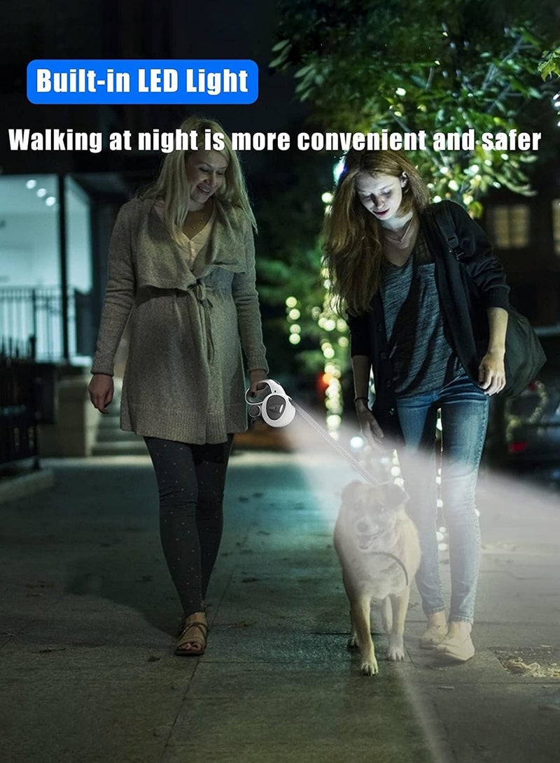 LENND Upgraded 4-in-1 retractable dog skin with LED lights, dispenser and poop bag, 5-meter heavy-duty dog strap with anti slip handle, suitable for dogs weighing up to 30 kilograms, 360 ° tangle free, one click brake and lock - Image 5