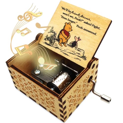 ukebobo Wooden Music Box - The Pooh Saying Music Box, Gift for Friend, Cousins, BFF, New Year's Gifts- 1 Set - Image 1