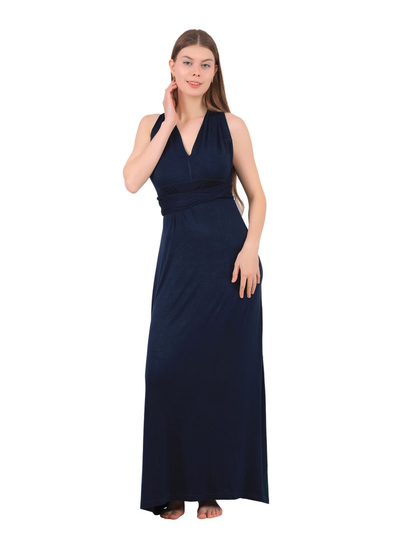 Dadoush - Women's Long Nightgown with Wide Straps and X-back - Women's Casual Long Nightgown - Image 1