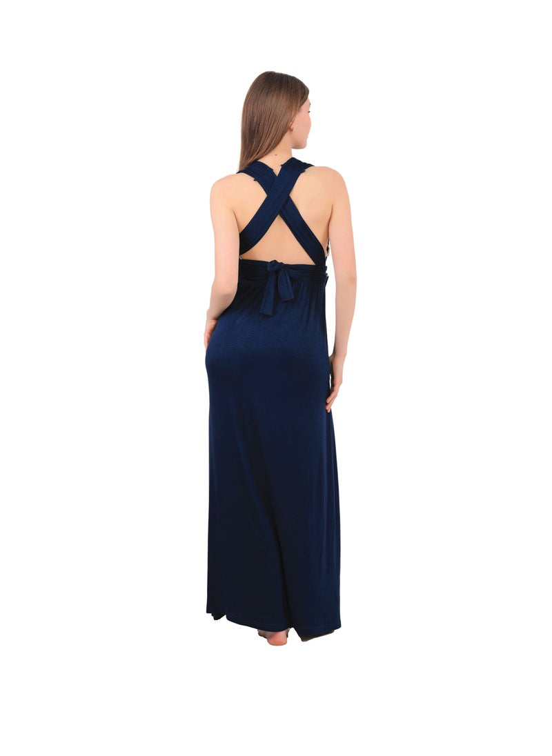 Dadoush - Women's Long Nightgown with Wide Straps and X-back - Women's Casual Long Nightgown - Image 1