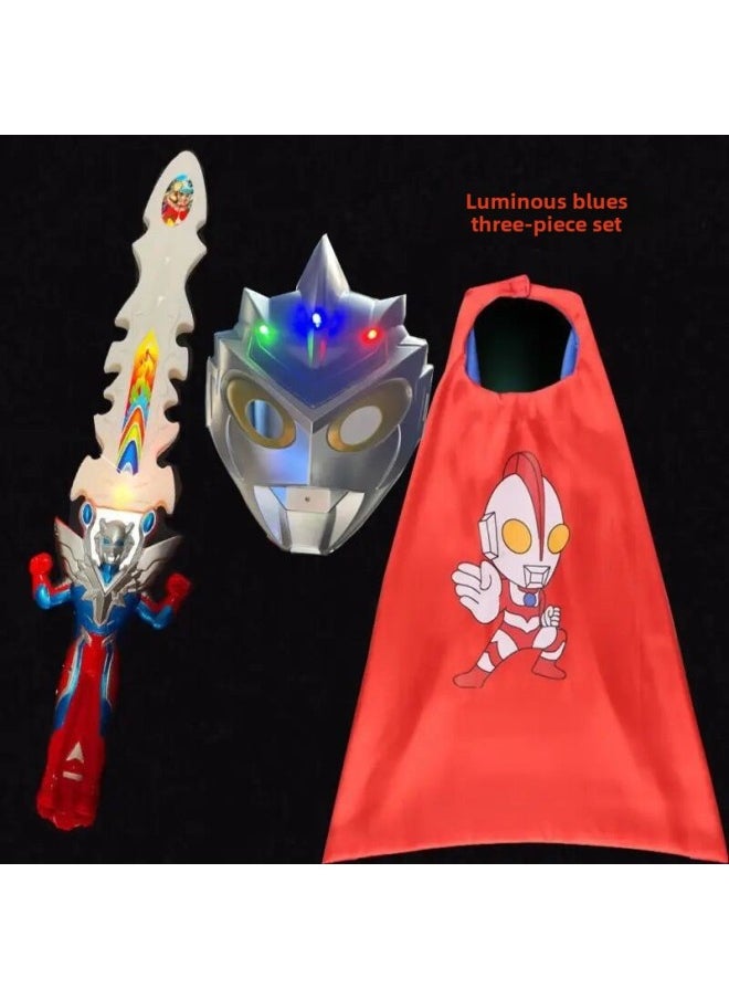 Generic - Luminous Ultraman Mask Sword Cloak Set Degas Cello Orb Ultraman Mask Ultraman Sound And Light Sword-Color:Luminous Ultraman Degas Three-Piece Set - Image 1