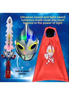 Luminous Ultraman Mask Sword Cloak Set Degas Cello Orb Ultraman Mask Ultraman Sound And Light Sword-Color:Luminous Ultraman Degas Three-Piece Set