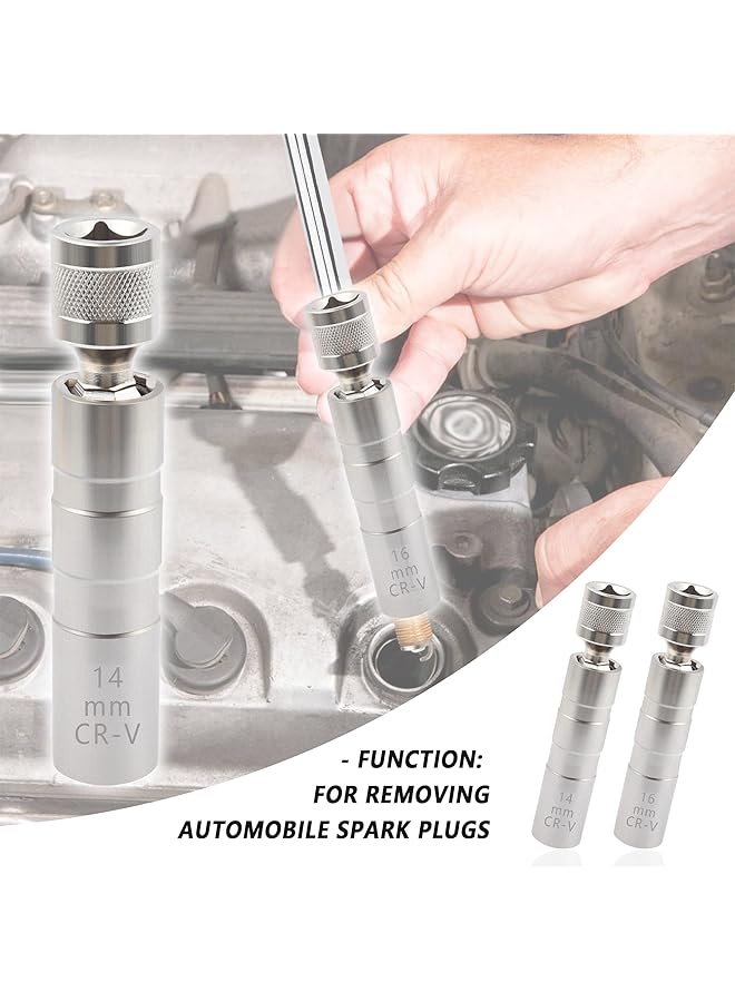 Bukela 14Mm&16Mm Spark Plug Socket,Thin Wall 12 Points 3/8" Drive Spark Plug Removal Tool Compatible With Bmw Nissan More Car,Crv Steel Magnetic Spark Plug Socket Set Car Tools - Image 4