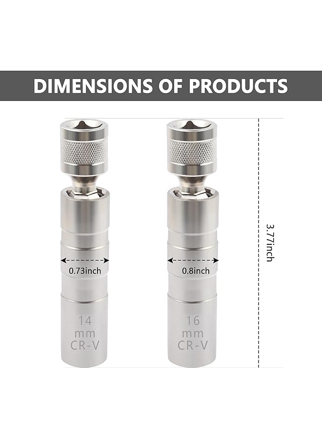 Bukela 14Mm&16Mm Spark Plug Socket,Thin Wall 12 Points 3/8" Drive Spark Plug Removal Tool Compatible With Bmw Nissan More Car,Crv Steel Magnetic Spark Plug Socket Set Car Tools - Image 2