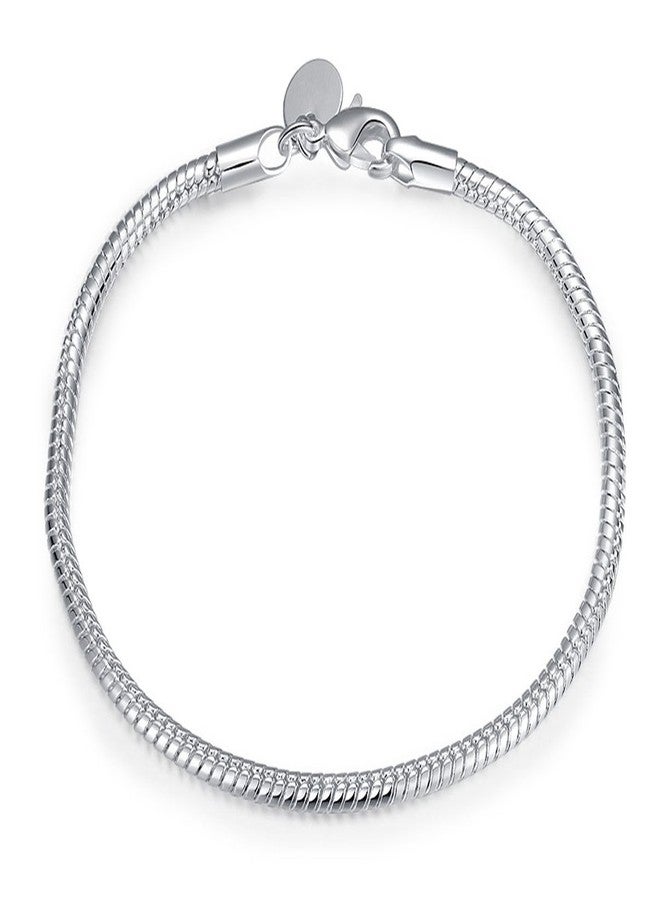 Cutesmile Fashion Jewelry 925 Sterling Silver 3mm Snake Cable Bracelet with Lobster Clasp - Image 1