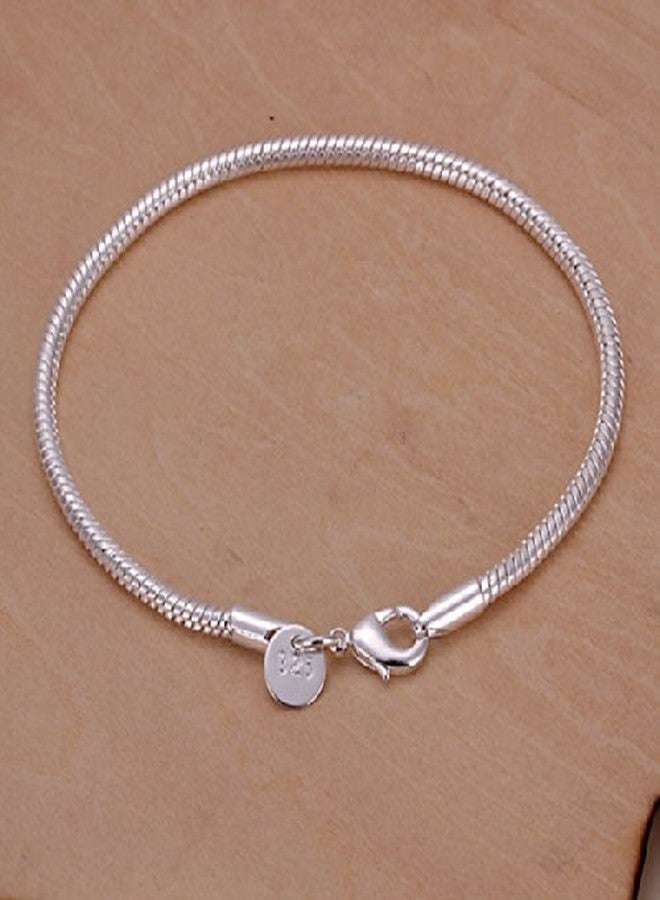 Cutesmile Fashion Jewelry 925 Sterling Silver 3mm Snake Cable Bracelet with Lobster Clasp - Image 4