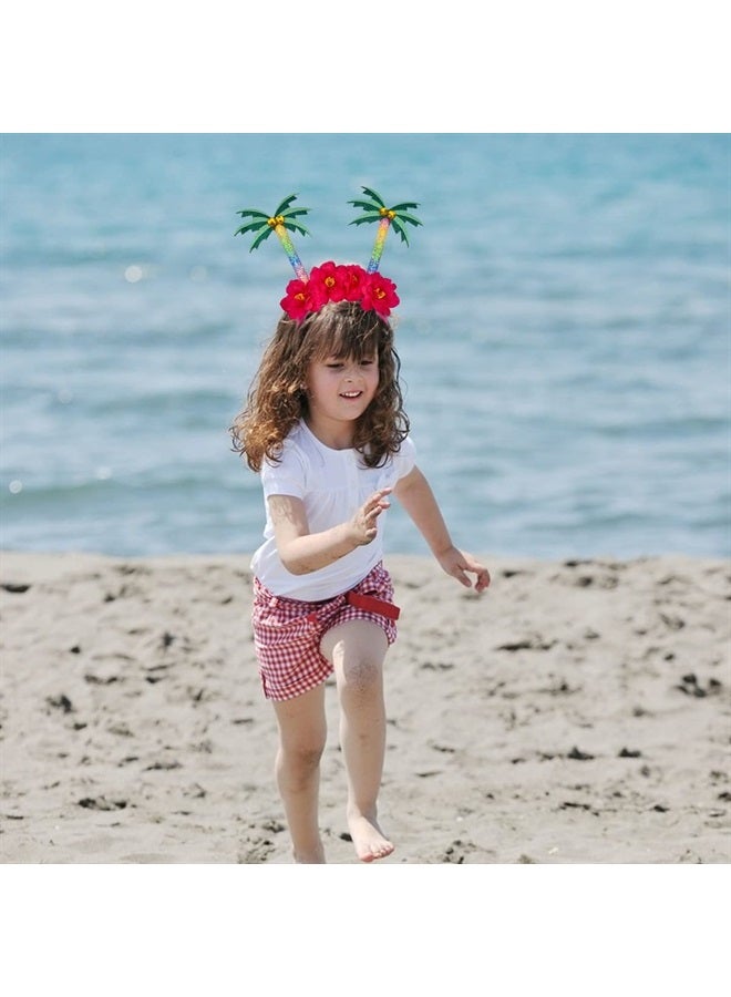 Doneace Hawaiian Party Headband Palm Tree Hair Hoop Flowers Head Boppers Headwear Tropical Party Decorations Aloha Luau Party Decor Floral Tree Hair Supplies Blossom Summer Hair Accessories for Adult Kids1PCS - Image 4