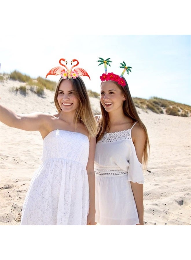 Doneace Hawaiian Party Headband Palm Tree Hair Hoop Flowers Head Boppers Headwear Tropical Party Decorations Aloha Luau Party Decor Floral Tree Hair Supplies Blossom Summer Hair Accessories for Adult Kids1PCS - Image 2