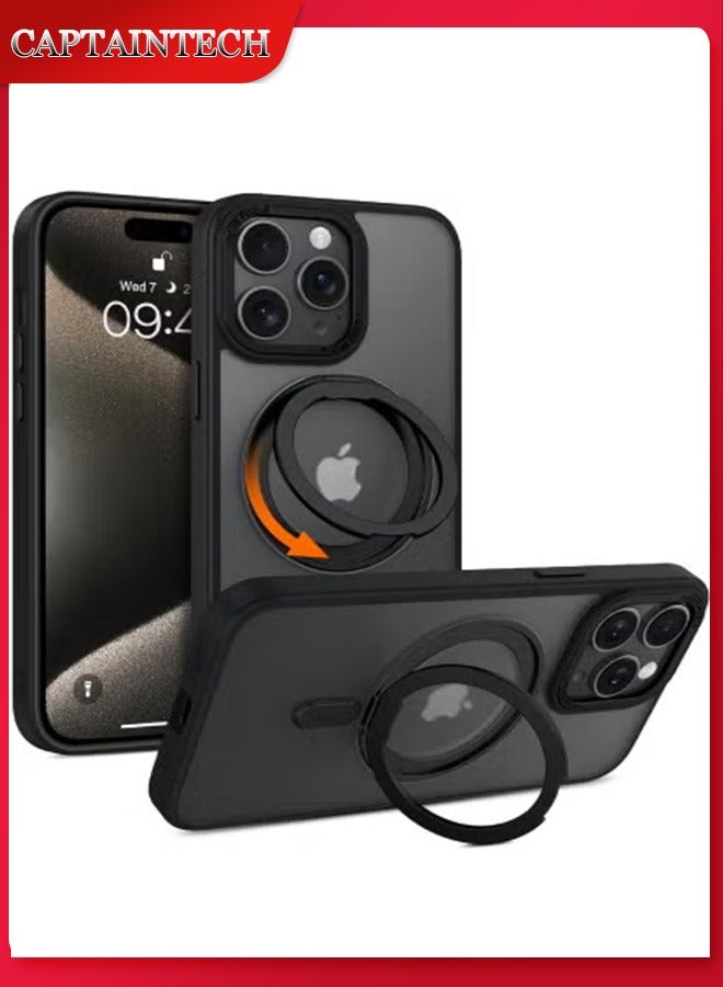 Captaintech MagSafe Compatible iPhone 13 Pro Case - 360° Rotatable Magnetic Stand, Grade Shockproof Protection, Slim Matte Translucent Cover - Image 1